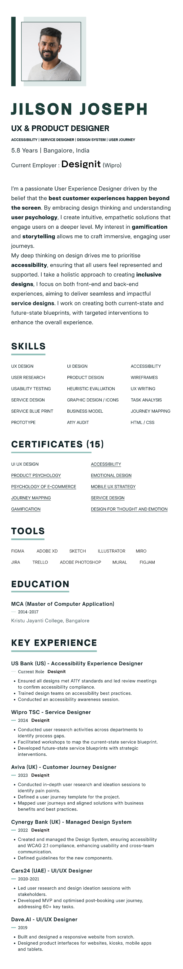 Jilson Joseph's resume in mobile format